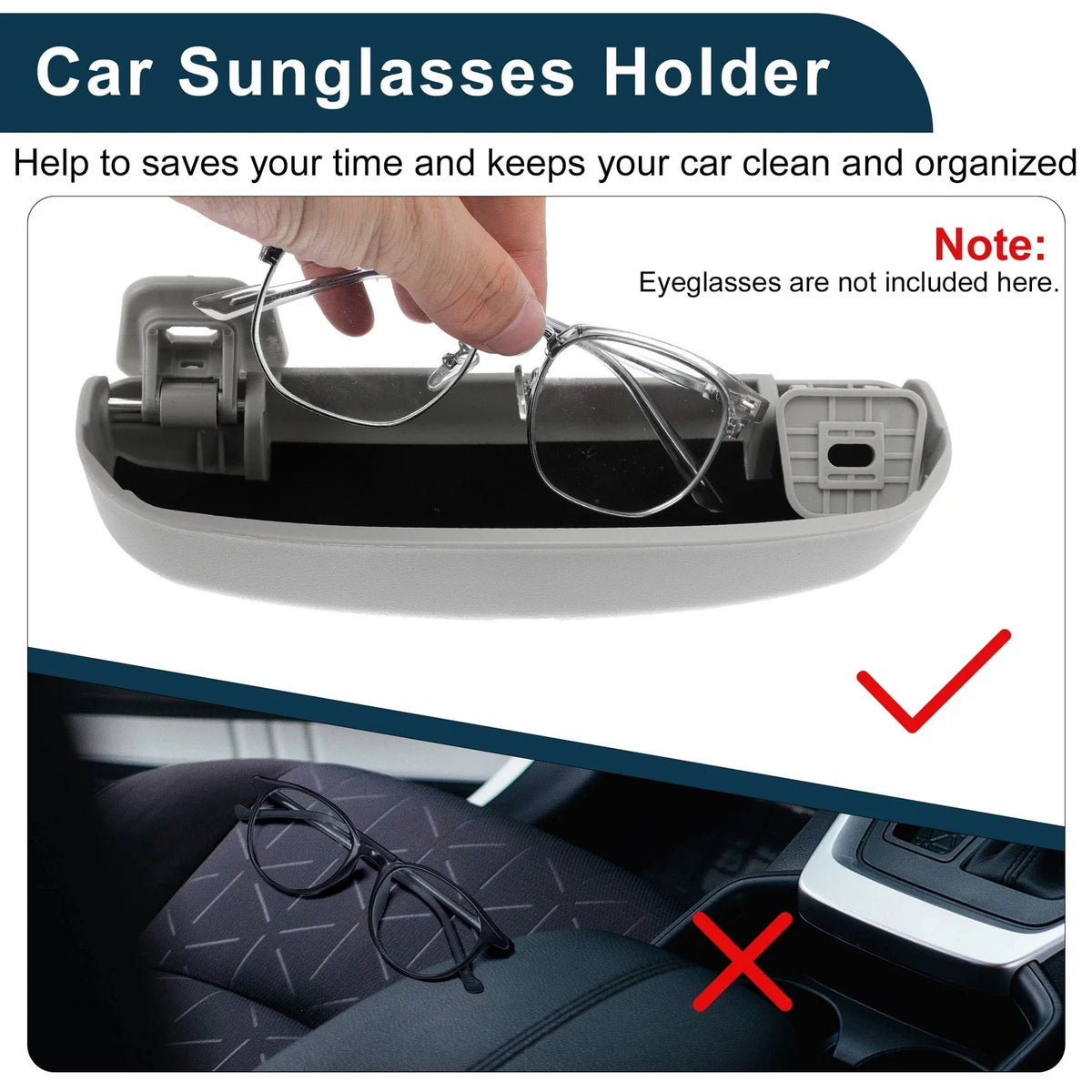 Sunglasses Case for Ford Everest (2015–2021) Eyeglasses Holder Storage Box Grey