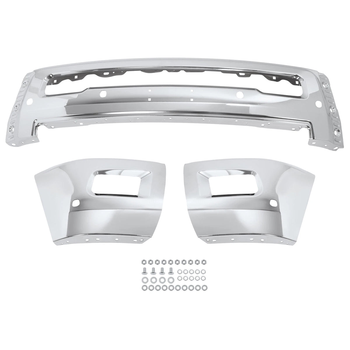 3X Chrome Front Bumper Face Bar w/Sensor Holes for Dodge Ram 2500 3500 (2010–2018)