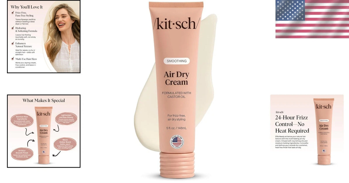 Kitsch Smoothing Air Dry Cream for Hair (Frizz Control)