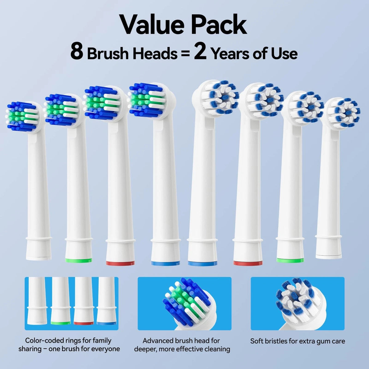 Electric Toothbrush for SEAGO Soft Round (Pack of 1) - Black