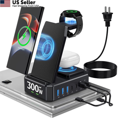 Wireless Charger for Samsung (2010–2023) 300W 10 in 1, 5 Feet, Black