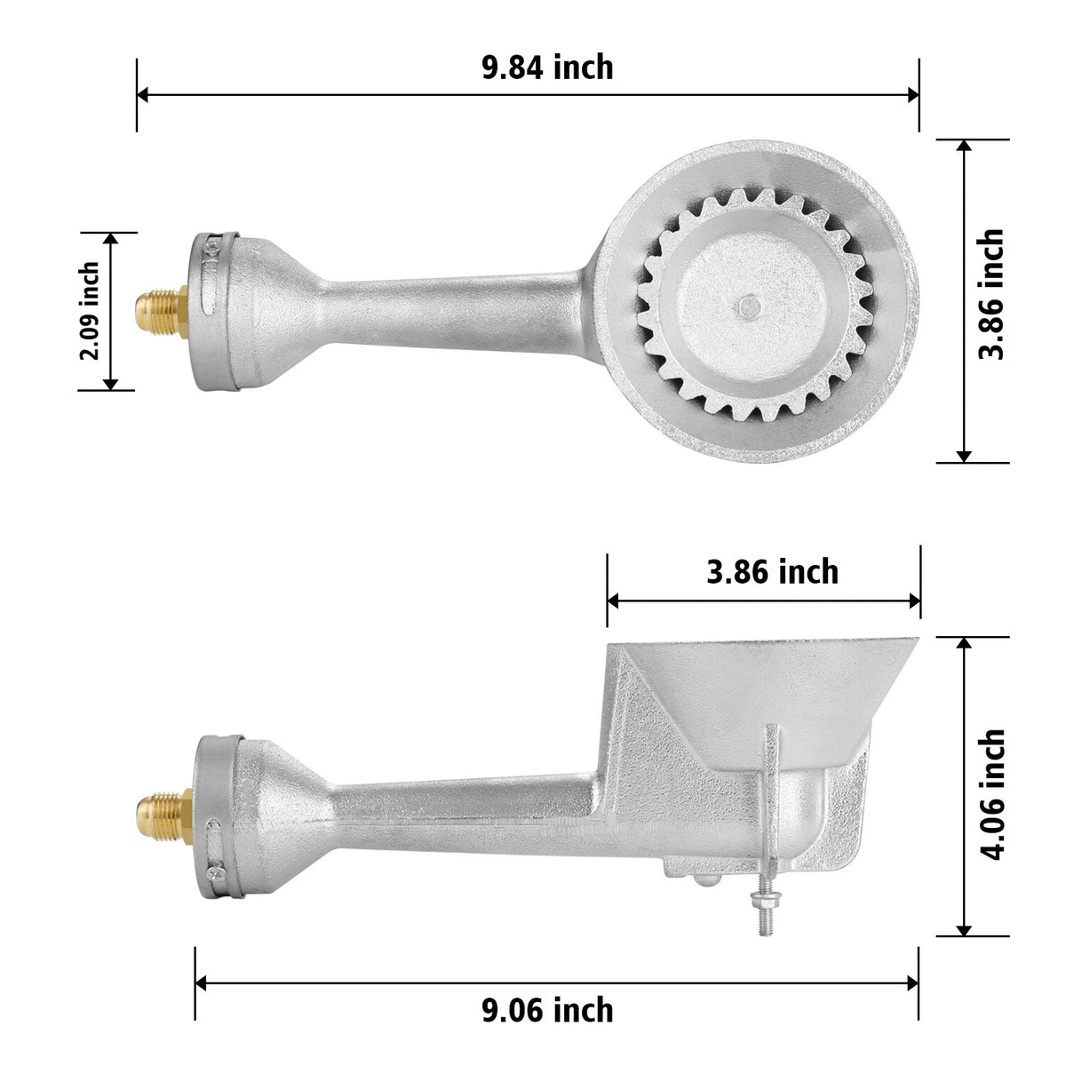 High Pressure Propane Burner Head with Orifice Brass Fitting