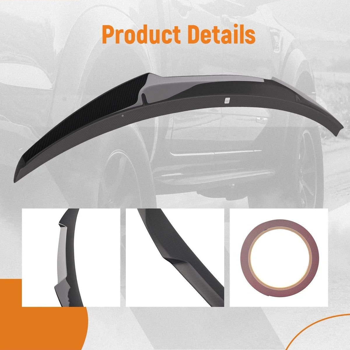 Black Trunk Lip Spoiler for Audi A5/S5/RS5 4-Door (2018–2024) Carbon Fiber