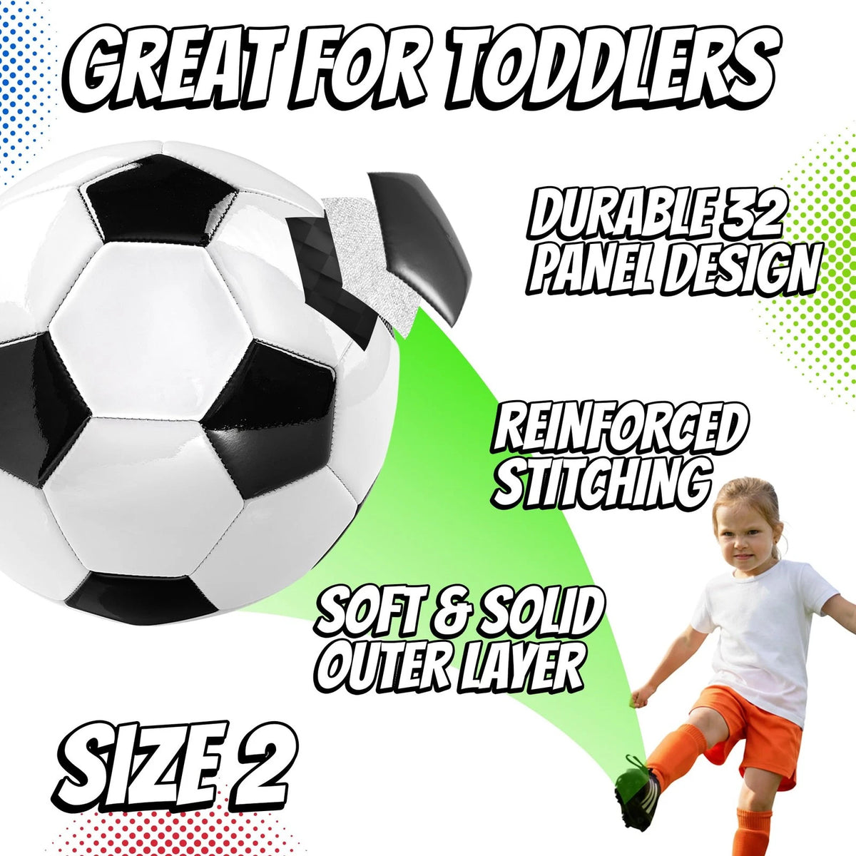 Size 2 Soccer Ball with Pump for PlayBolt (Classic)