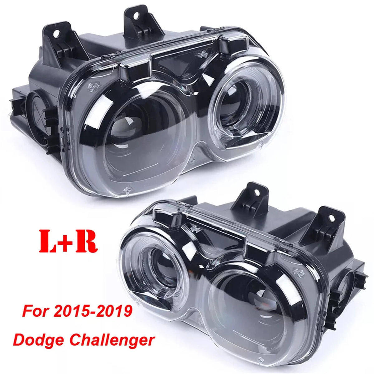Pair of Halogen Headlights for Dodge Challenger (2015–2019) 334-1141R-AF2 68174064AD 68174064AF CH2503267