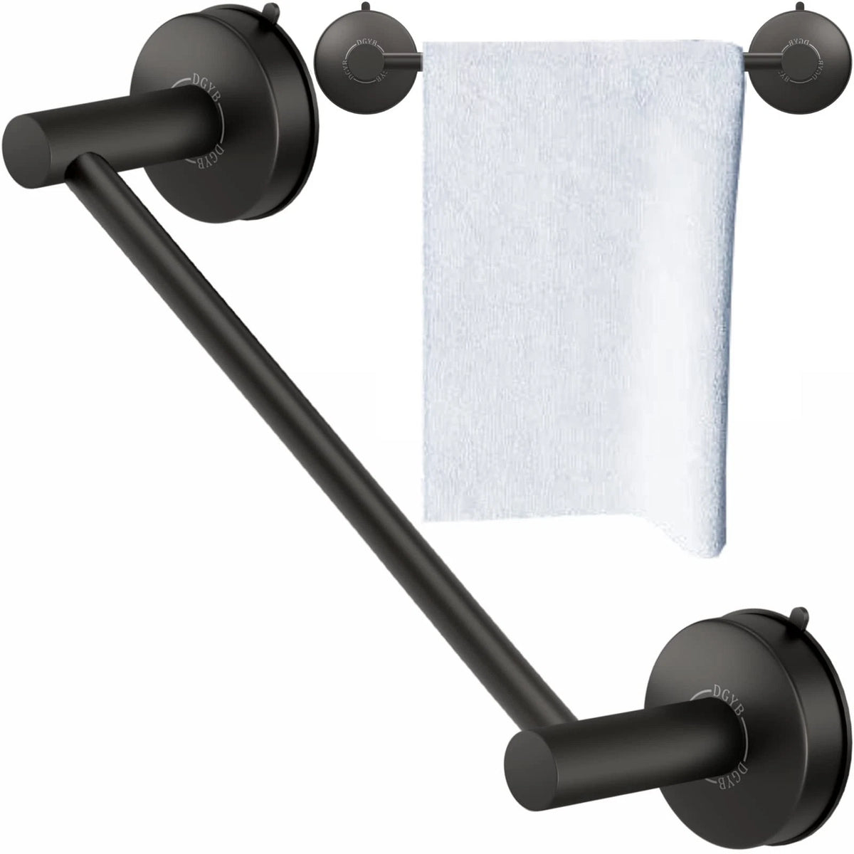 Suction Cup Towel Bar for Bathroom 17 Inch Matte Black