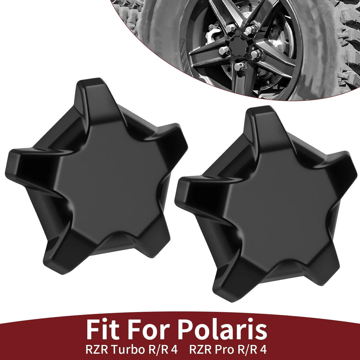 Matte Flash Black Rim Cap 5 Lug for Polaris RZR Turbo Pro R 4 (2022–2024)