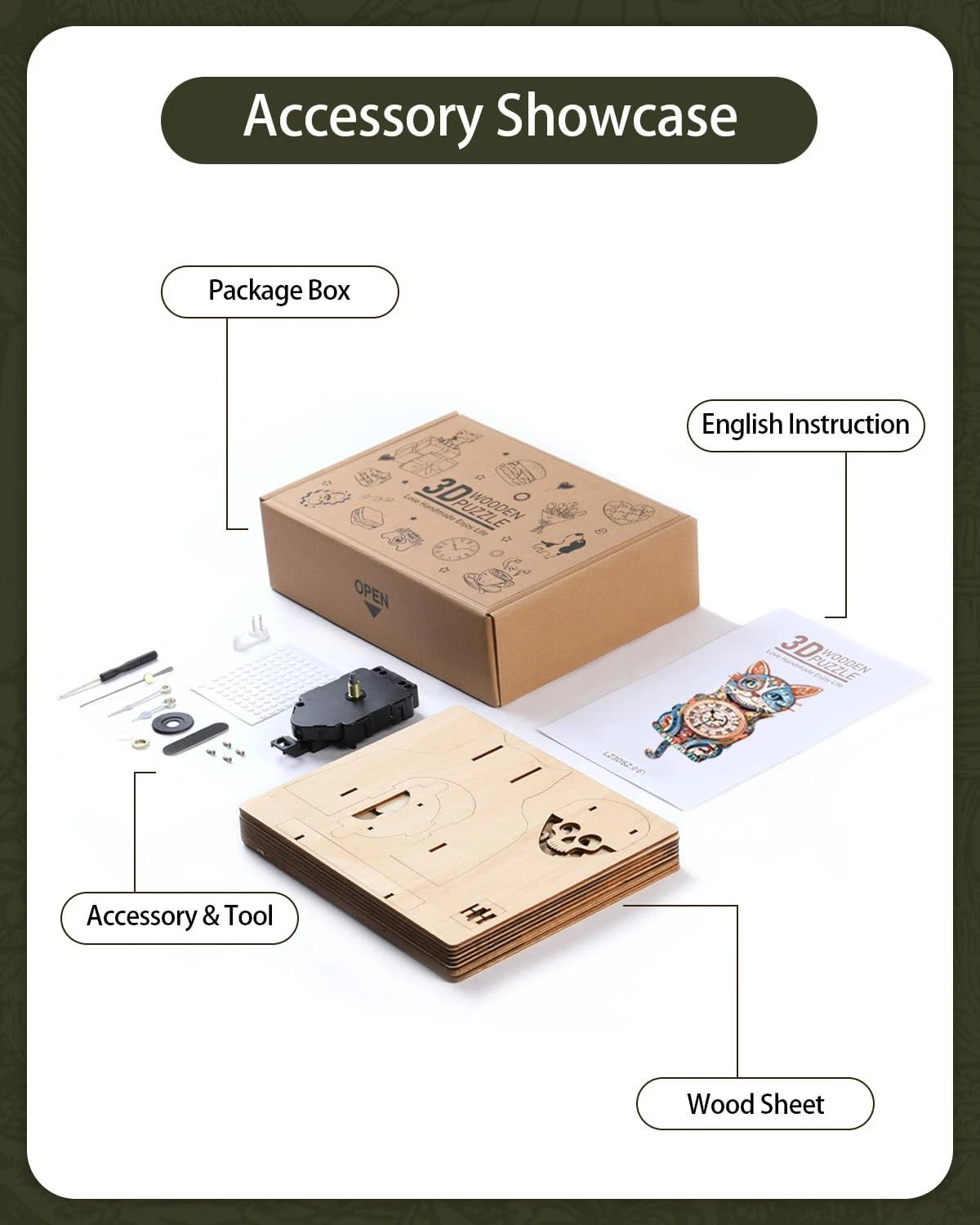 3D Wooden Puzzle for Detective Cat (8.27" × 2.60" × 16.93")