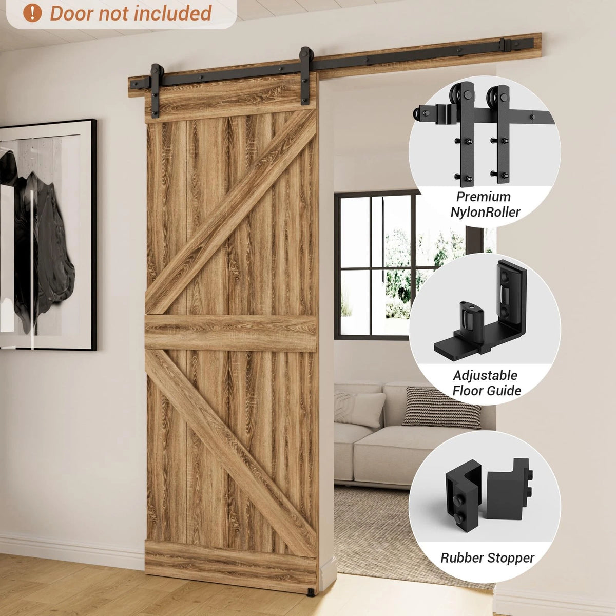 Sliding Barn Door Hardware Kit 79.2”/6.6FT, Black