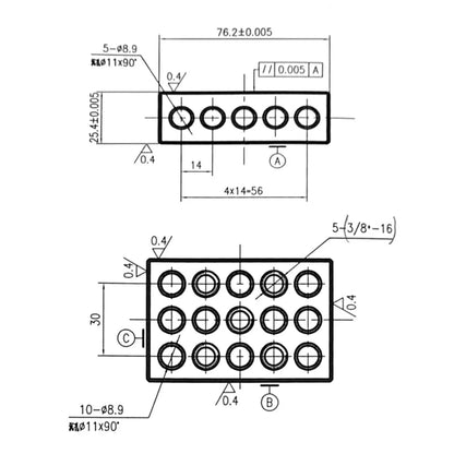 Set of 2 Ultra Precision 1-2-3 Blocks for Machinists (23 Holes, .0001")
