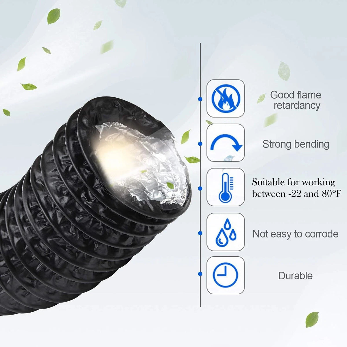 3 Inch Flexible Ducting Hose for Automotive Use (16.5 Feet) Black