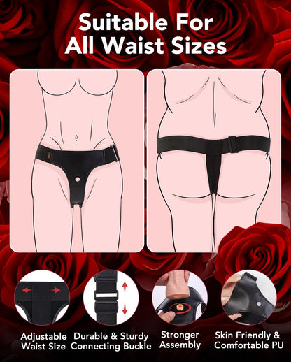 Set of 3 Adjustable Strap On Dildos - Flesh