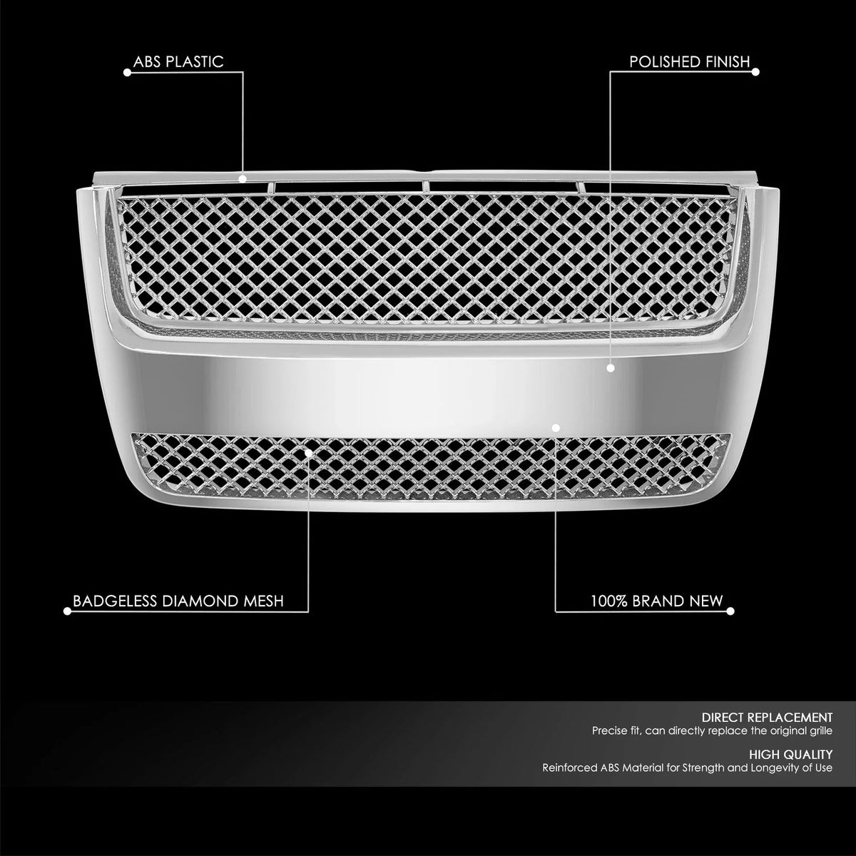 Chrome Badgeless Diamond Mesh Front Grille for Ford Explorer Sport Trac (2007–2010)
