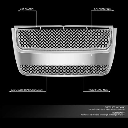 Chrome Badgeless Diamond Mesh Front Grille for Ford Explorer Sport Trac (2007–2010)