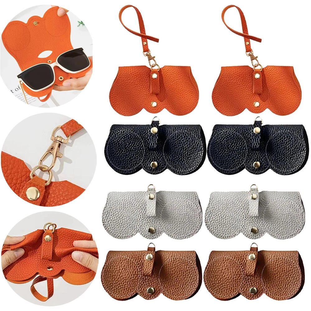 2X Soft PU Leather Eyeglasses Case Pouch for Sunglasses Reading Glasses