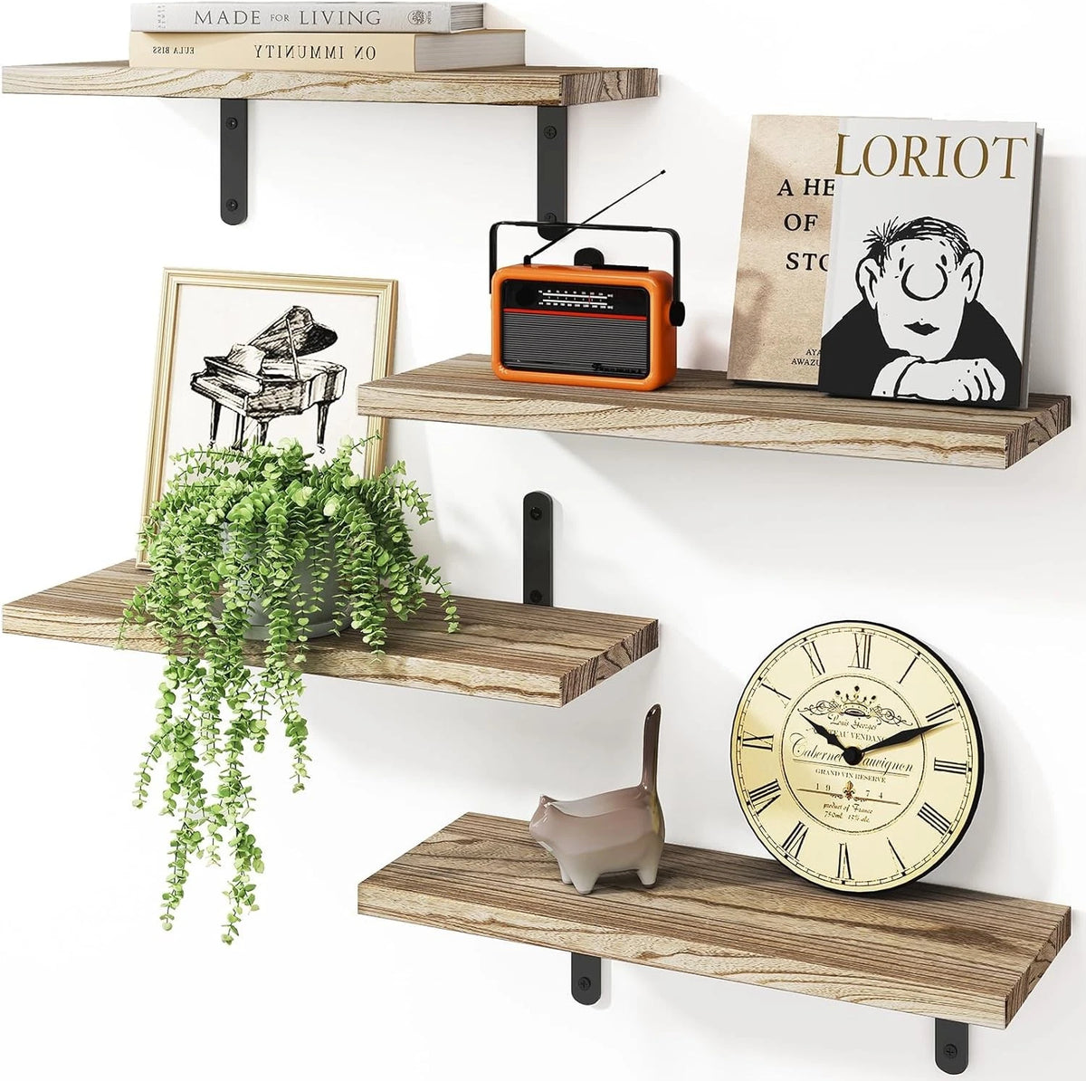 Set of 4 Wall Floating Shelves for Room Decor