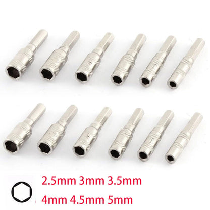 12Pcs H4 Hexagon Shank 6-Point Hex Socket Set (2.5mm-5mm)