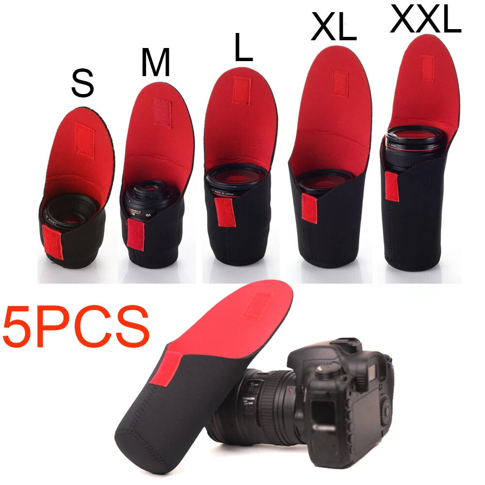 5x Shakeproof Lens Protector Pouch Soft Case Bag for DSLR Camera (S M L XL)