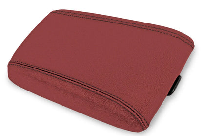 Leather Console Lid Armrest Cover for Pontiac GTO (2004–2006) Red Black Stitch