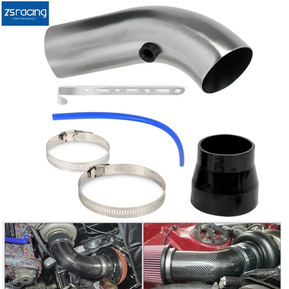 76mm 3" Silver Aluminum Cold Air Intake Induction Pipe Hose Tube for Universal