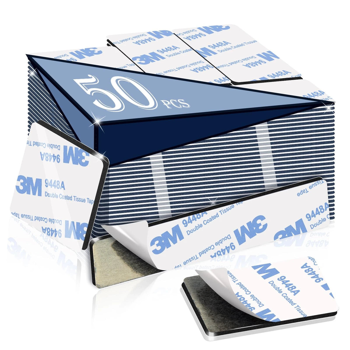 Set of 4 Super Sticky Double-Sided Adhesive Squares and Rectangles