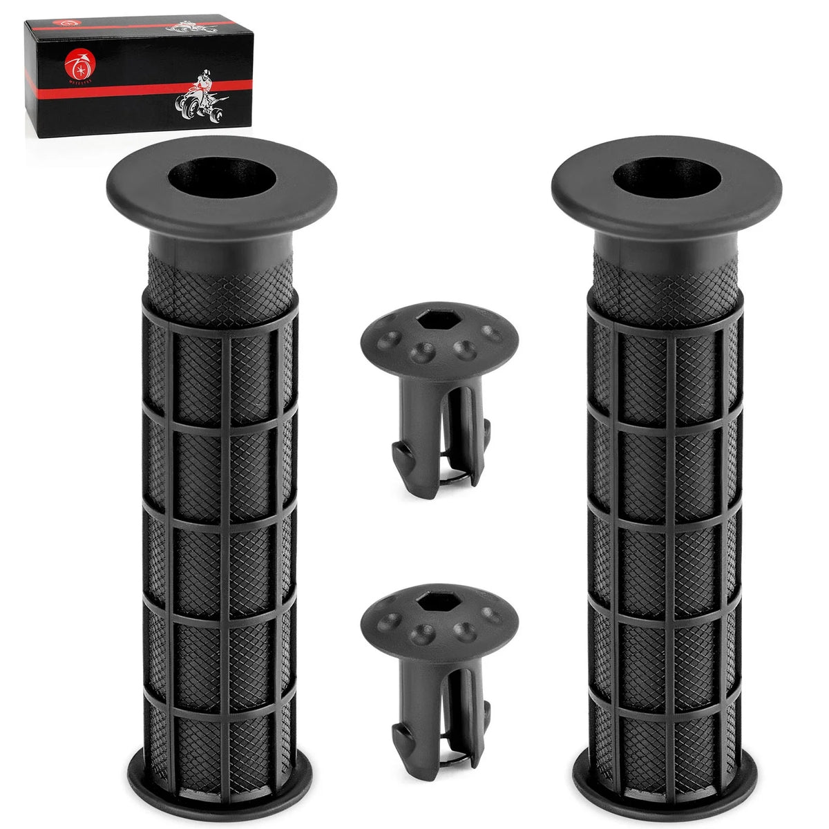 Set of 2 Handlebar Grips w/End Guards for Honda Rancher 420 TRX420 (2007–2024)