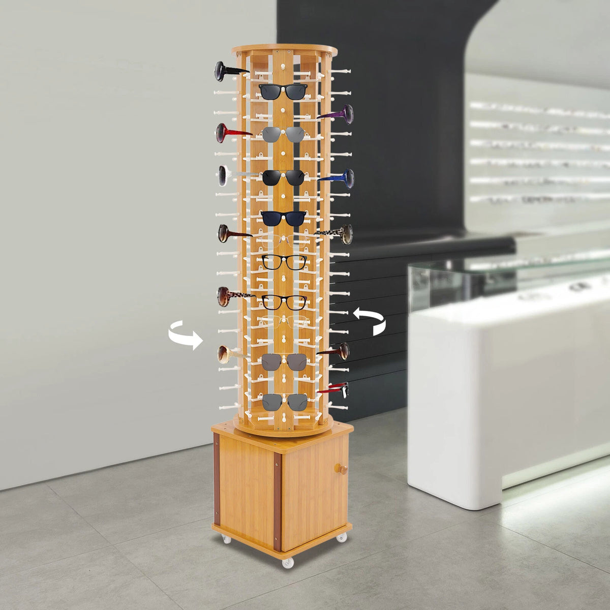 Rotating 90 Pairs Glasses Storage Display Stand for Sunglasses Organizer