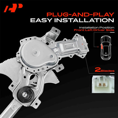 Front Left Power Window Regulator with Motor for Chevy S10 GMC S15 (19151479, 22030651, 741-432)