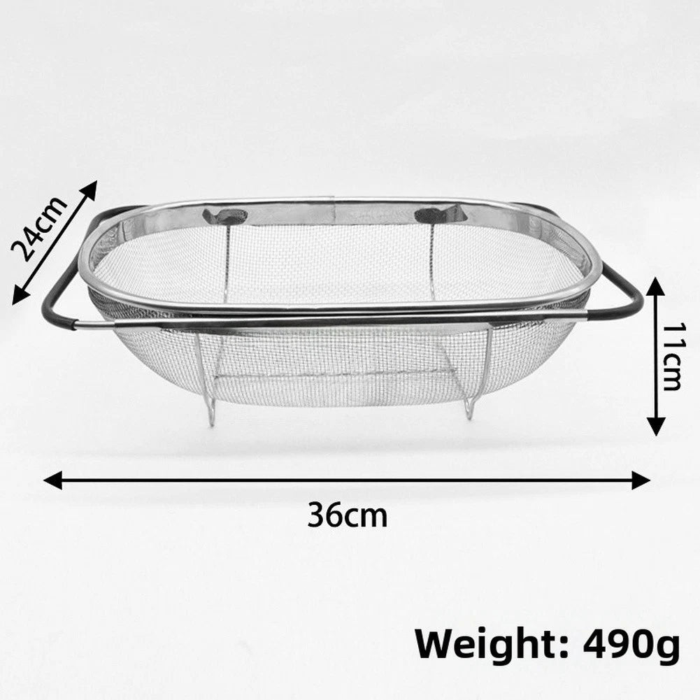 Stainless Steel Collapsible Drain Basket for Fruits Vegetables Rice