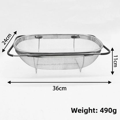 Stainless Steel Collapsible Drain Basket for Fruits Vegetables Rice