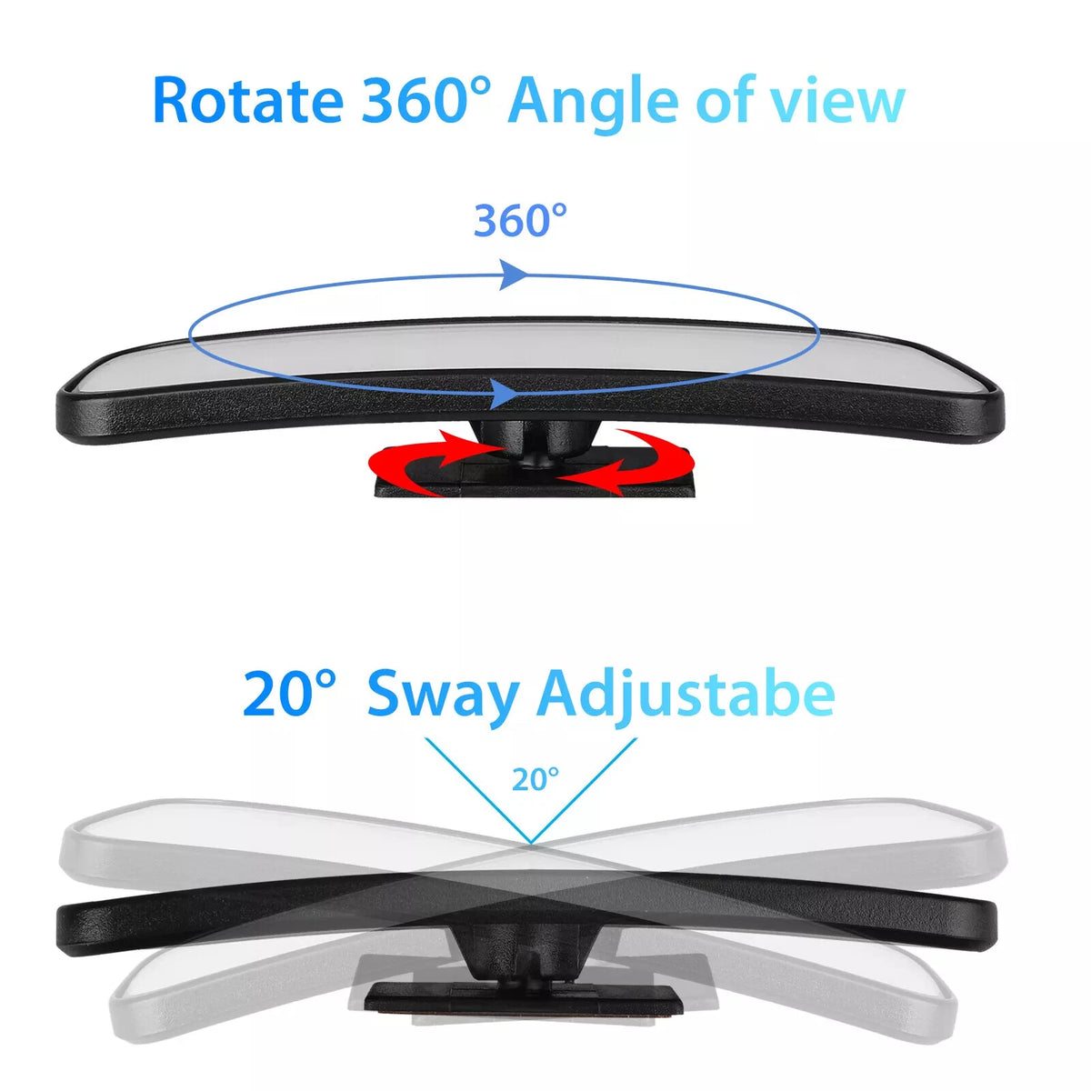 2X Adjustable Blind Spot Rear View Side Mirror 360° Wide Angle for Car Truck SUV