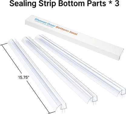 3X Shower Door Bottom Seal for 1/4 Inch Glass (15.75 Clear)