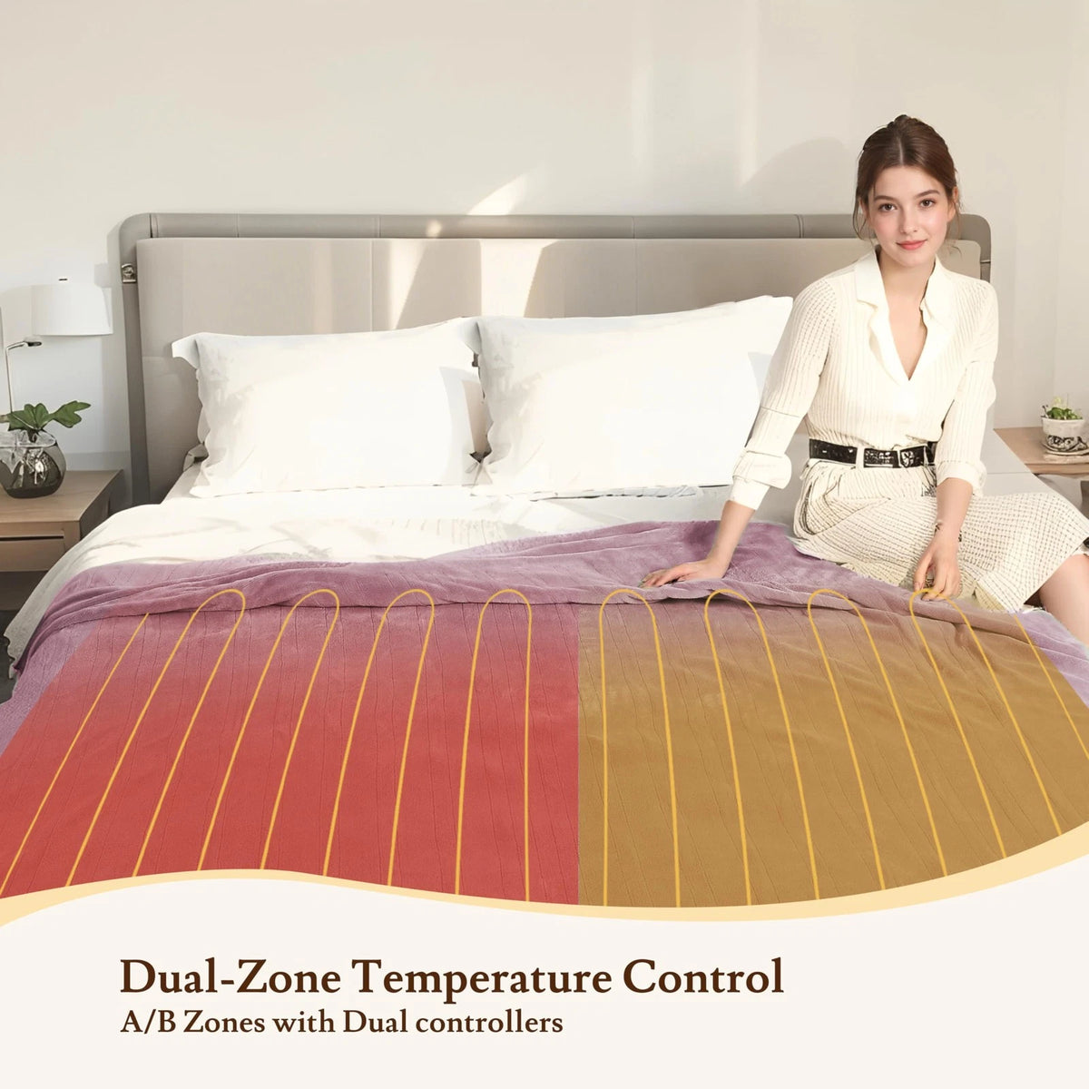 Electric Heated Blanket 90"×100" King Size Microplush
