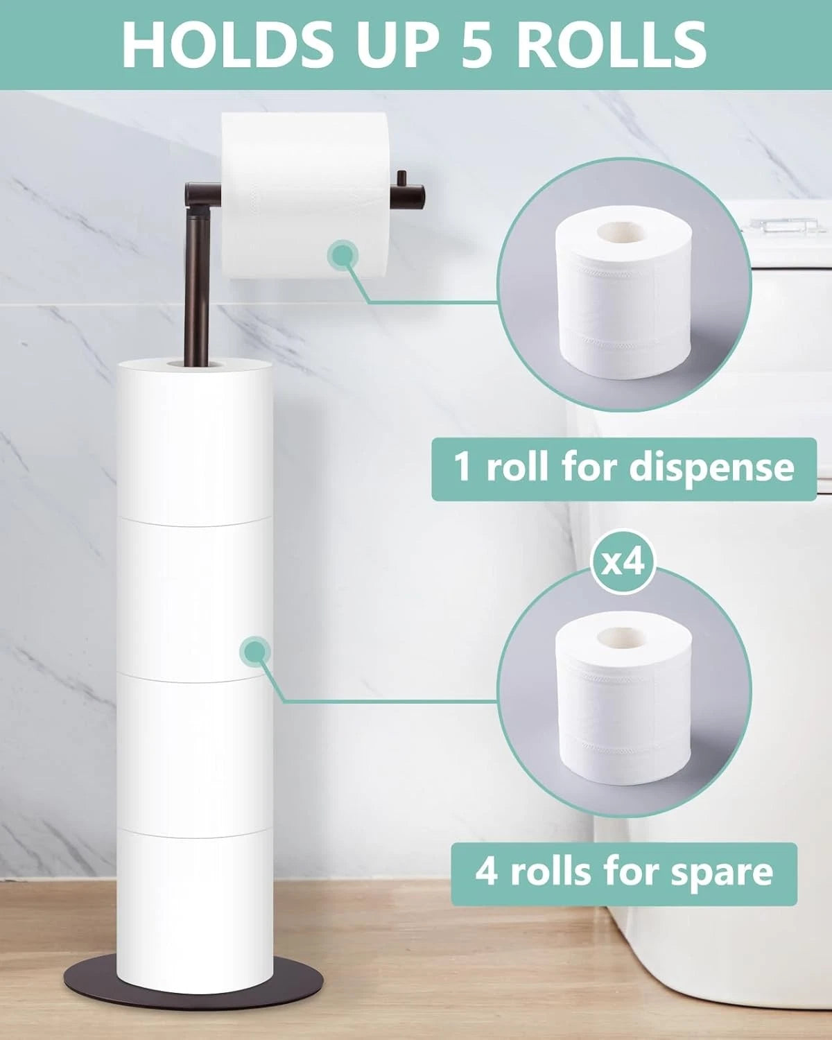 Toilet Paper Holder Stand for Free Standing Roll - Oil Rubbed Bronze