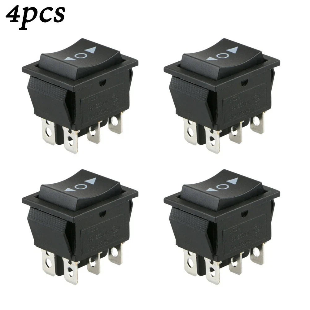 Set of 4 Rocker Switches 12V 6Pin Black Button for DPDT