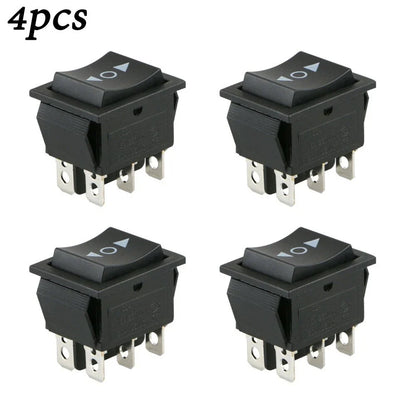 Set of 4 Rocker Switches 12V 6Pin Black Button for DPDT