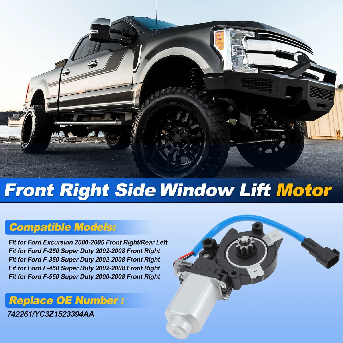 Front Right Power Window Motor 742261/YC3Z1523394AA for Ford Excursion (2000–2005)