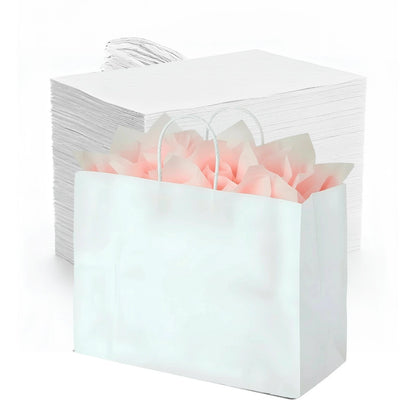 Pack of 250 White Paper Gift Bags 16" x 6" x 12" with Handles