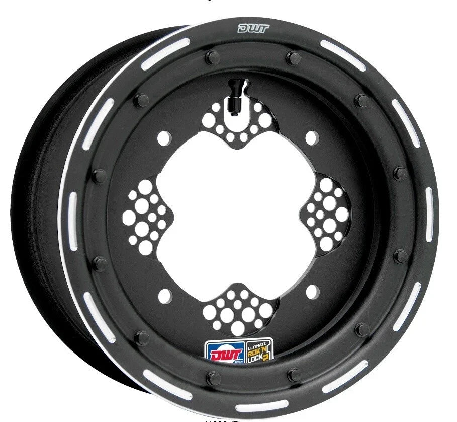 Set of 2 DWT ROK'N LOK Front Black Beadlock Wheels 10" 10x5 4/144 for LTR450 LTZ400 (2002–2023)