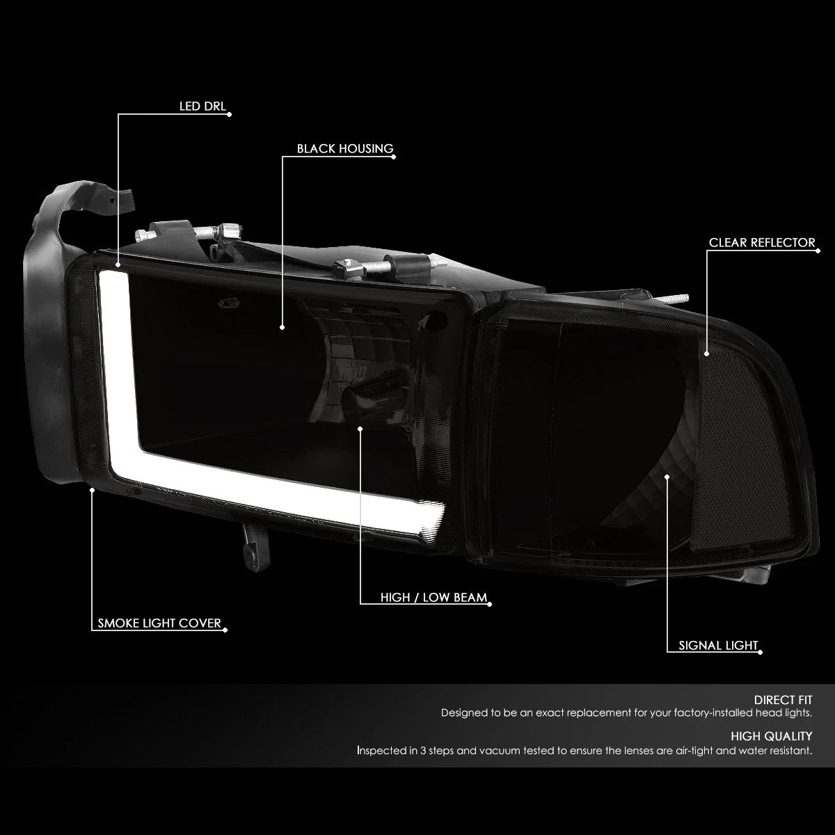 LED Corner Headlights for RAM 1500 2500 3500 (1994–2002) Tinted/Clear
