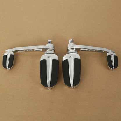 Chrome Slipstream Foot Pegs & Heel Rest for Harley Dyna Softail Sportster