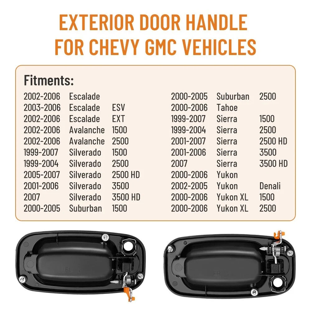 Set of 2 Front Exterior Door Handles for Chevy Silverado GMC Sierra