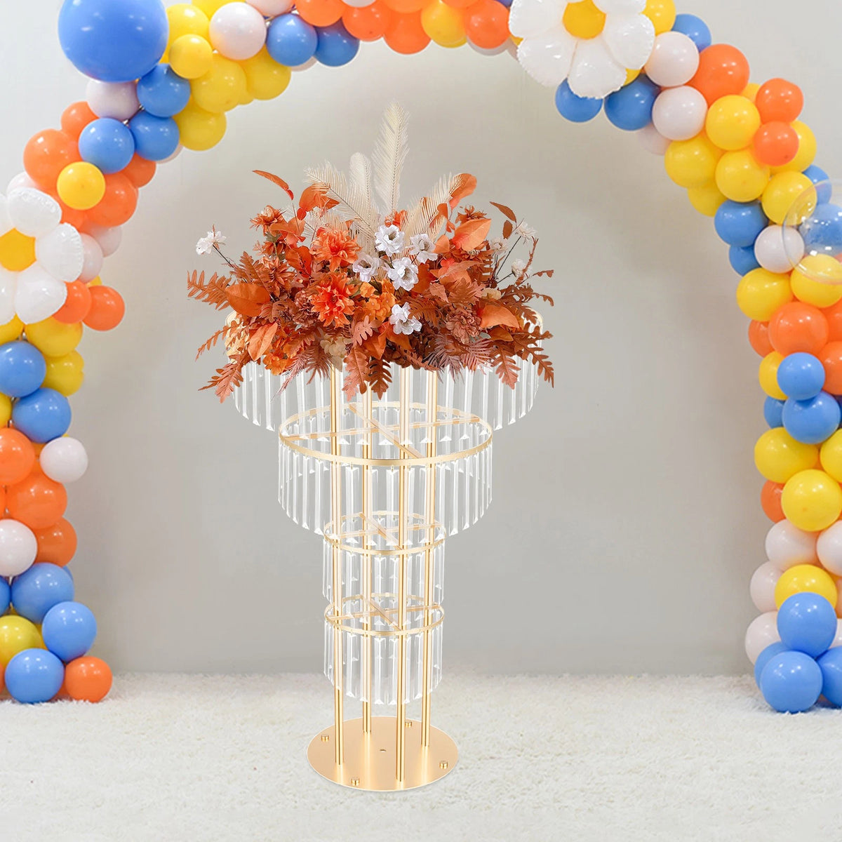 Crystal Flower Stand for Wedding Party Decoration (Round Pedestal)