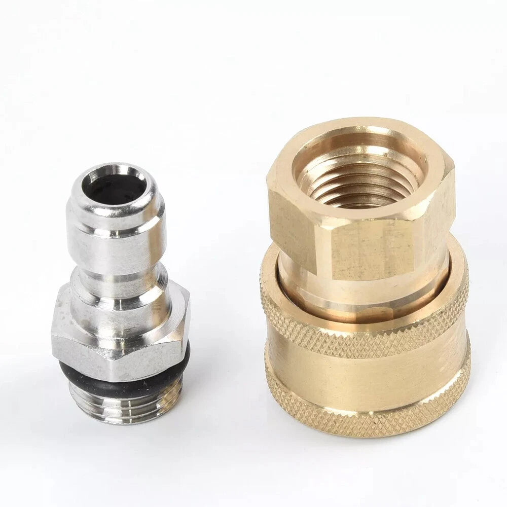 2Pcs Pressure Washer Quick Release Connector Brass Tube Fitting 1/4 M22/14