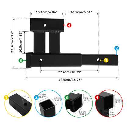 2" Trailer Hitch Receiver Rise Drop Extender for Tow Truck (4000LB)