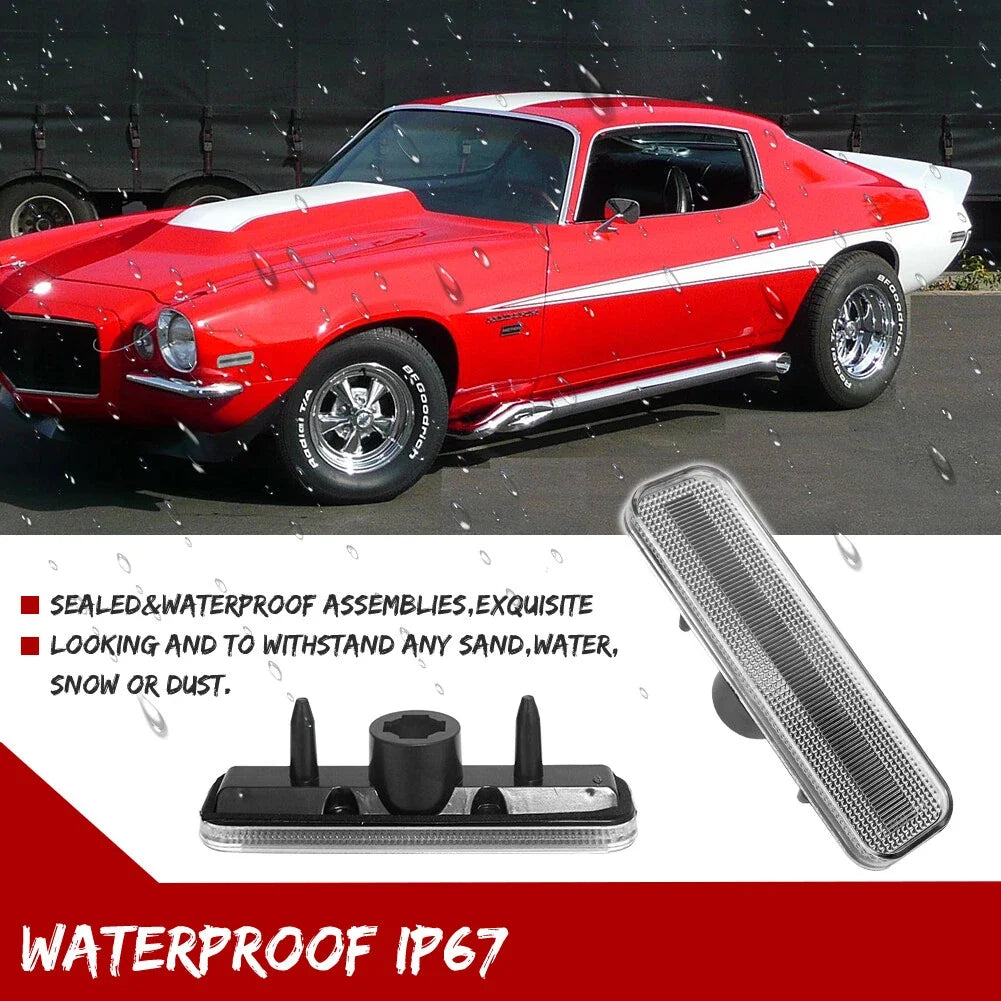Set of 4 Clear Side Fender Trim Lamp Covers for Chevrolet Camaro (1970–1973)