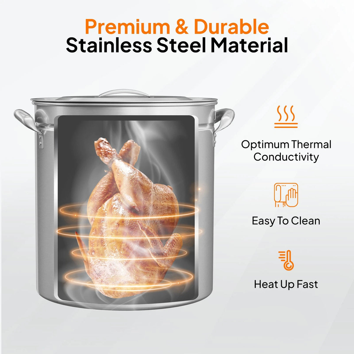 36 Qt. Stainless Steel Turkey Deep Fryer Pot with Lid & Basket