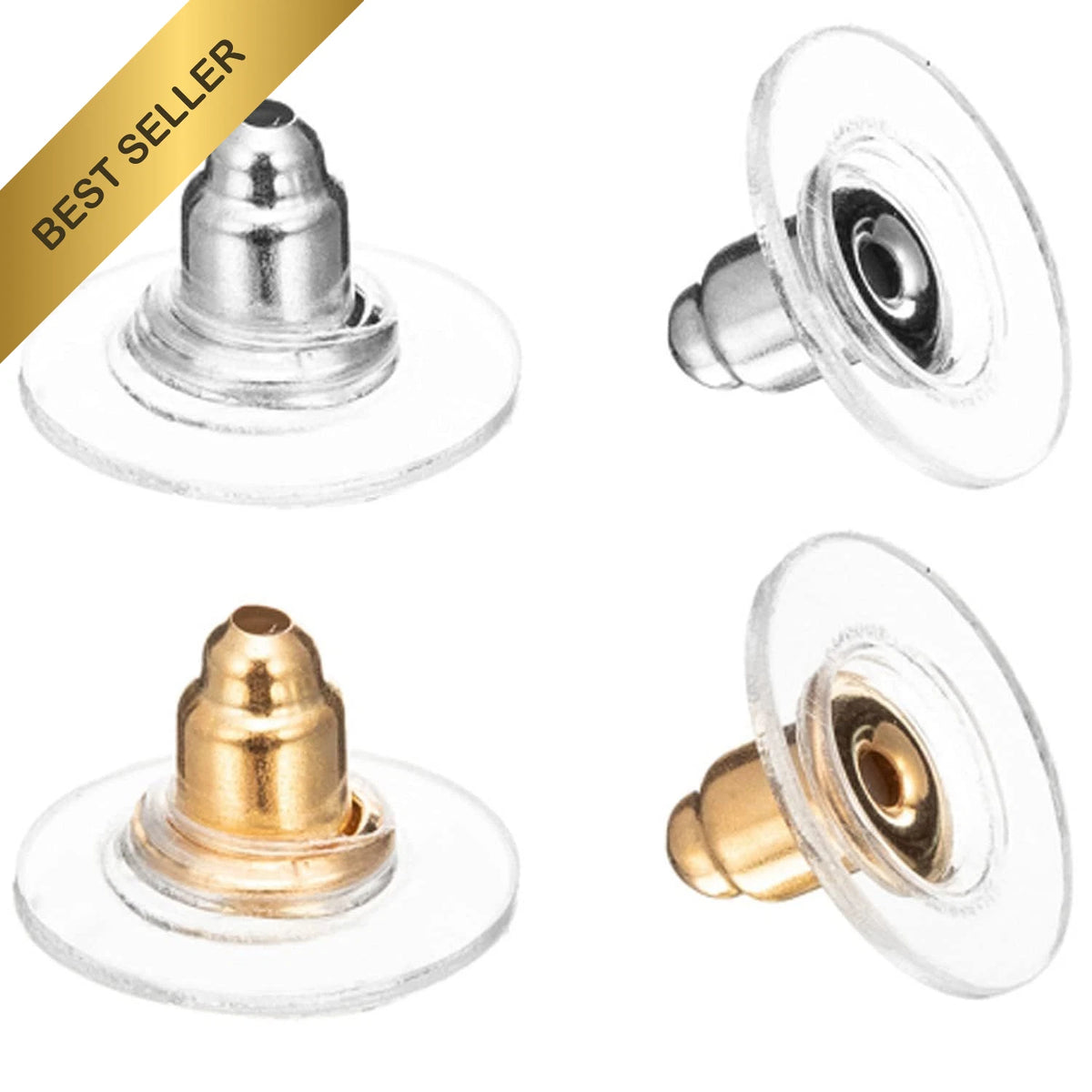 100Pcs Earring Backs Lifters for Heavy Droopy Ears - Gold & Silver