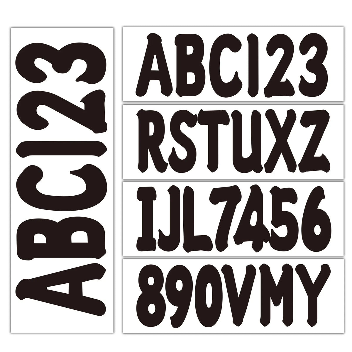 Set of 4 Boat Registration Number Sticker Decals A-Z & 0-9 Black