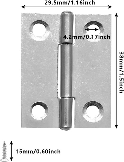 Set of 6 Butt Hinges for Small Cabinets (1.5 Inch, 304 Stainless Steel)